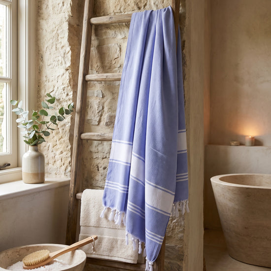 hamamdoek Honingraat lavendelblauw - sfeer