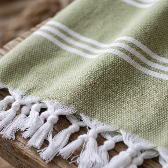 hamamdoek Honingraat mosgroen - detail