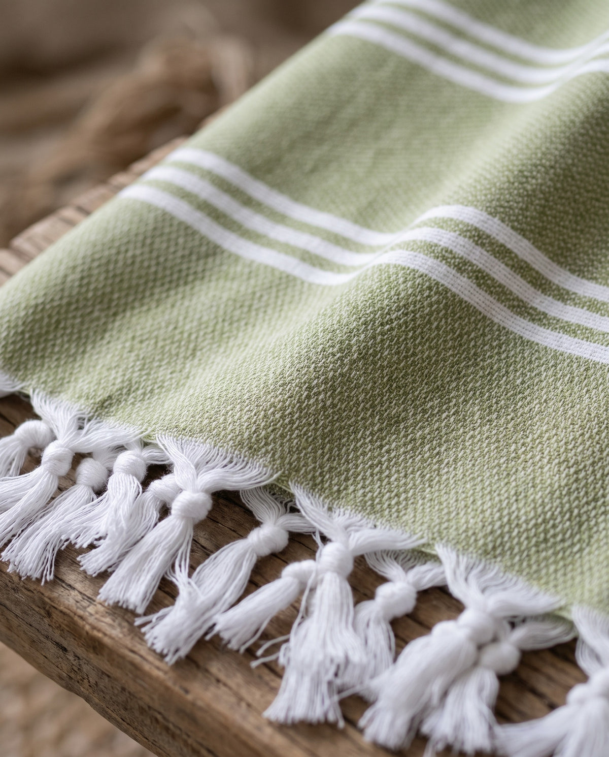 hamamdoek Honingraat mosgroen - detail