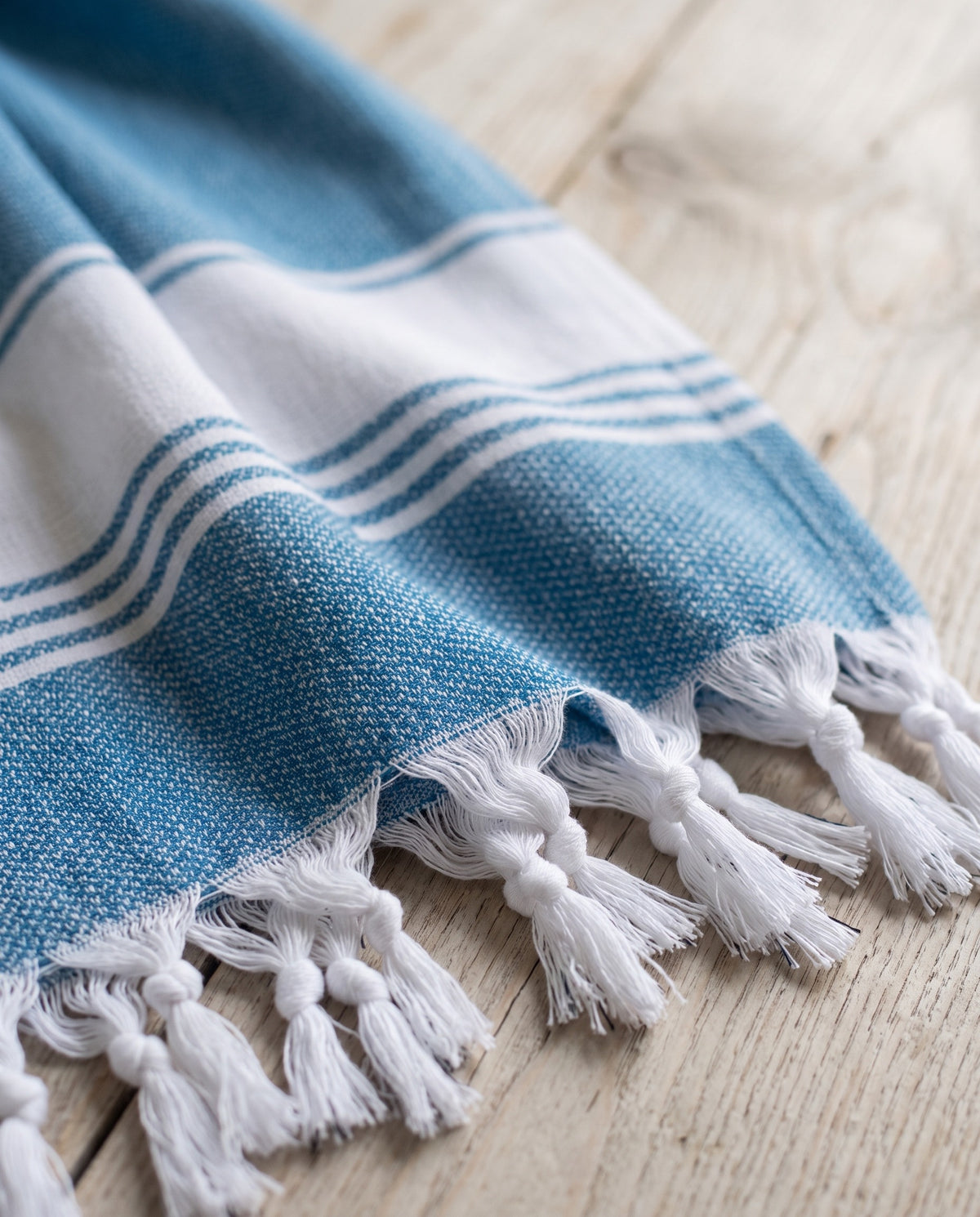 hamamdoek Honingraat oceaanblauw - detail