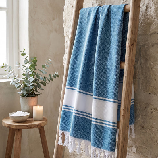 hamamdoek Honingraat oceaanblauw - sfeer