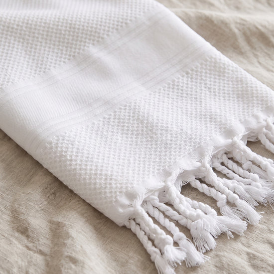 hamamdoek Honingraat wit - detail