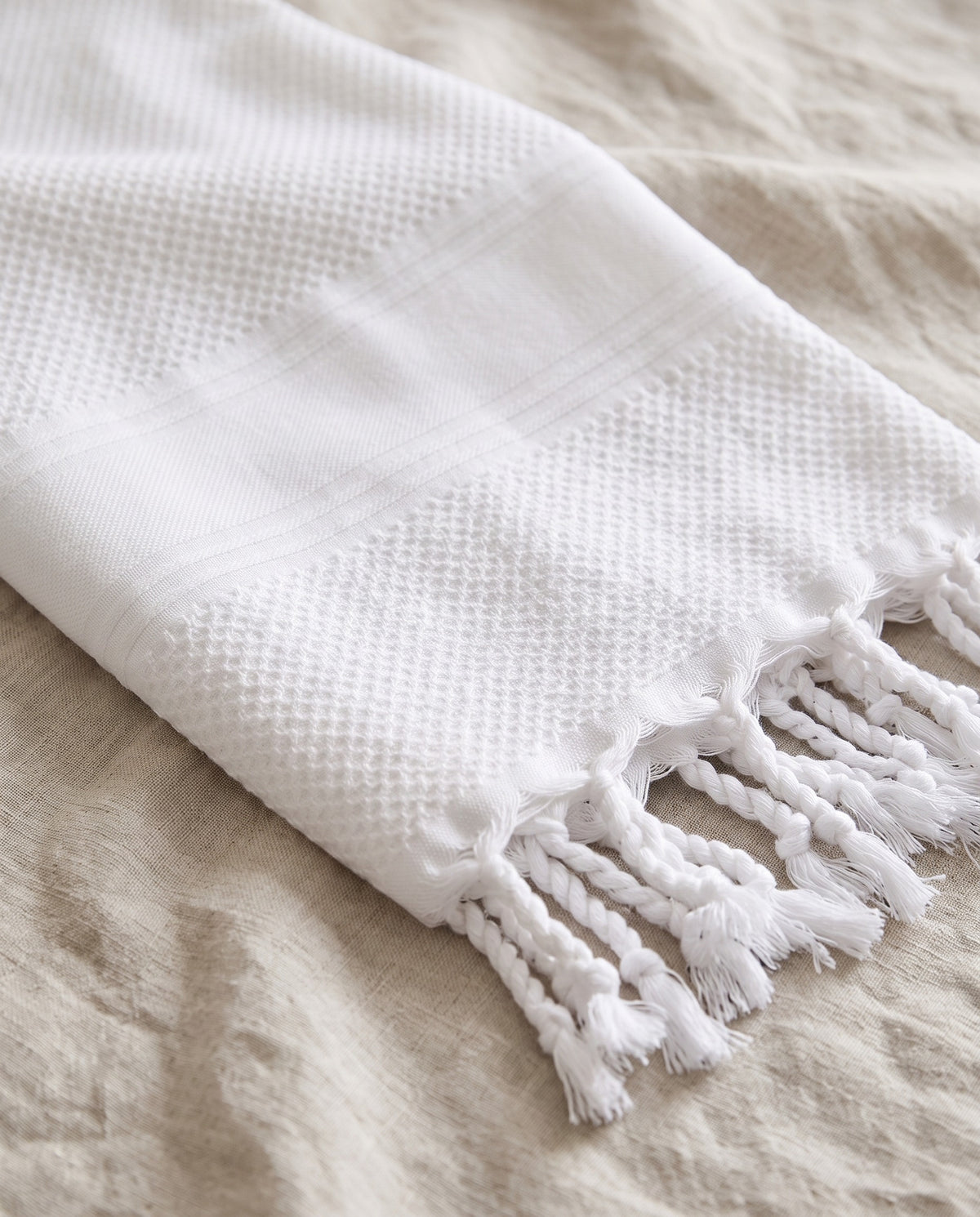 hamamdoek Honingraat wit - detail