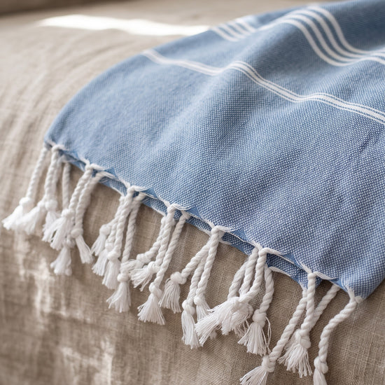 hamamdoek jeansblauw - detail
