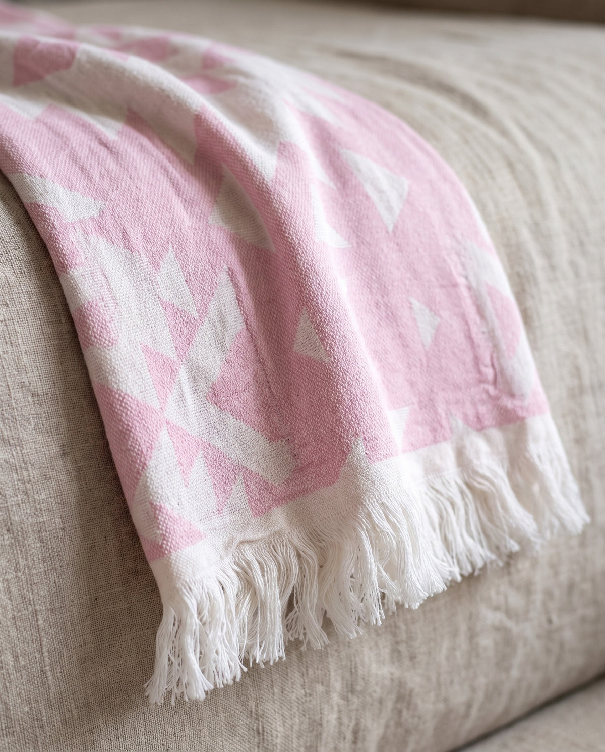 hamamdoek Kelim soft pink - detail