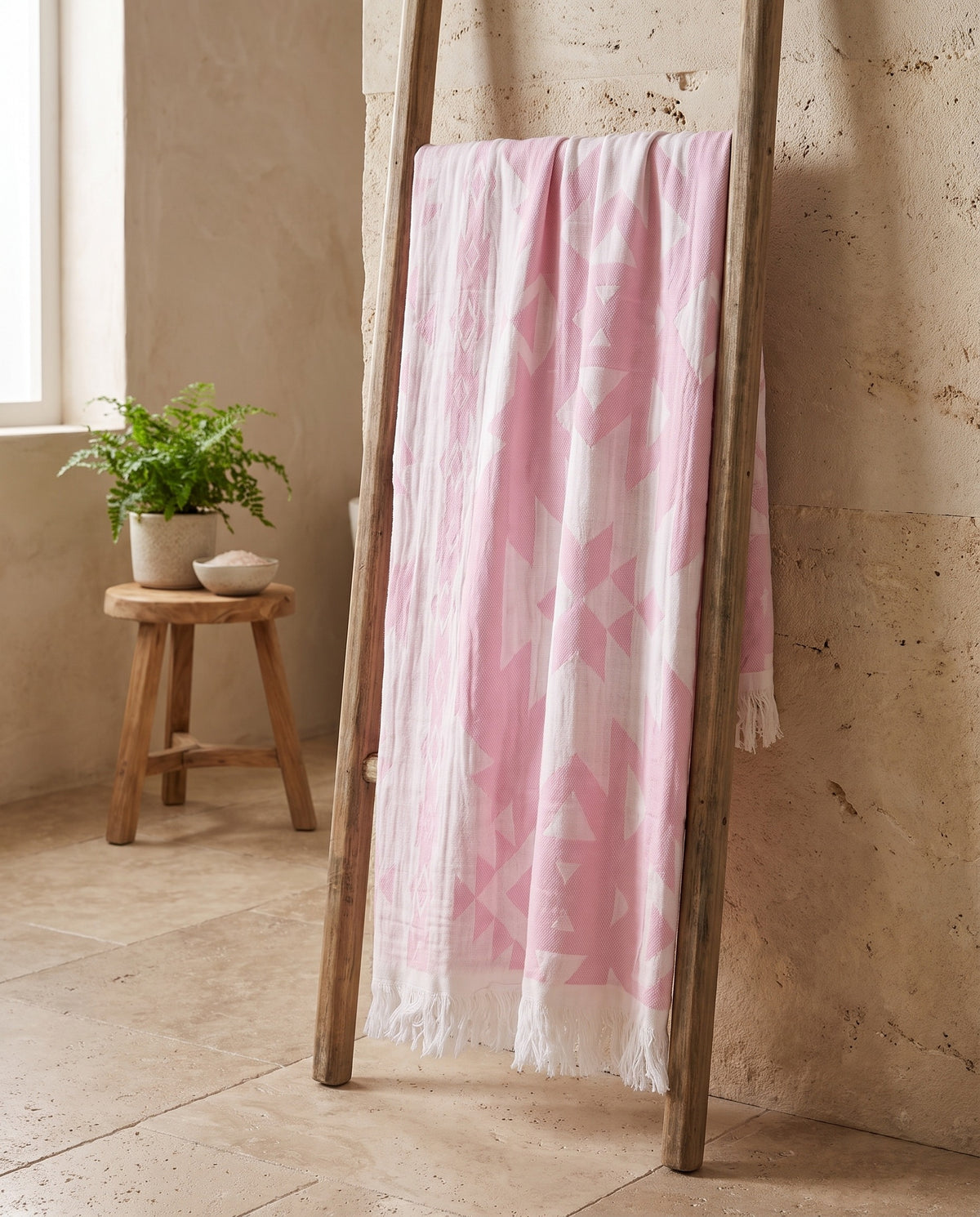 hamamdoek Kelim soft pink - sfeer