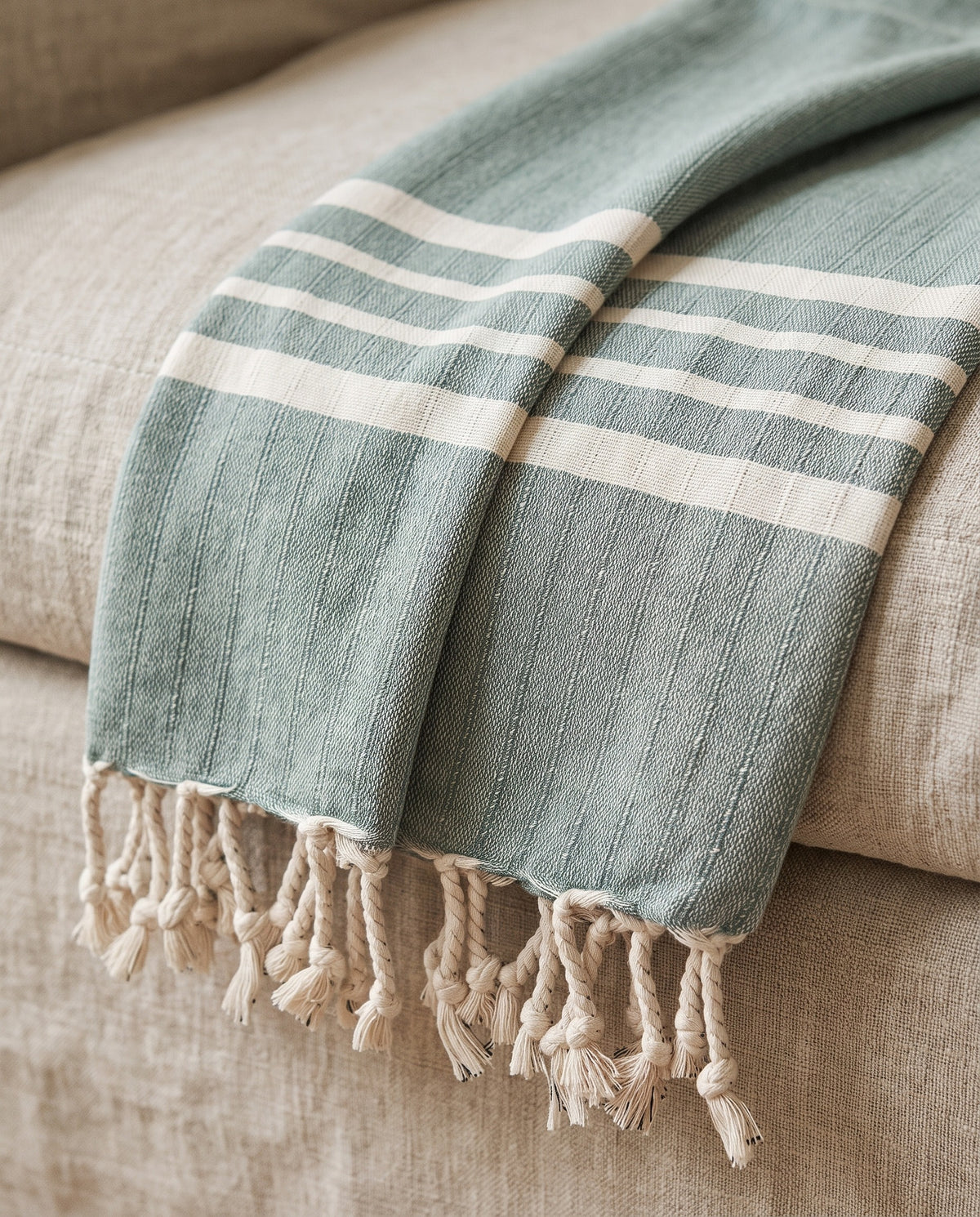 hamamdoek Krem Sultan almond green - detail
