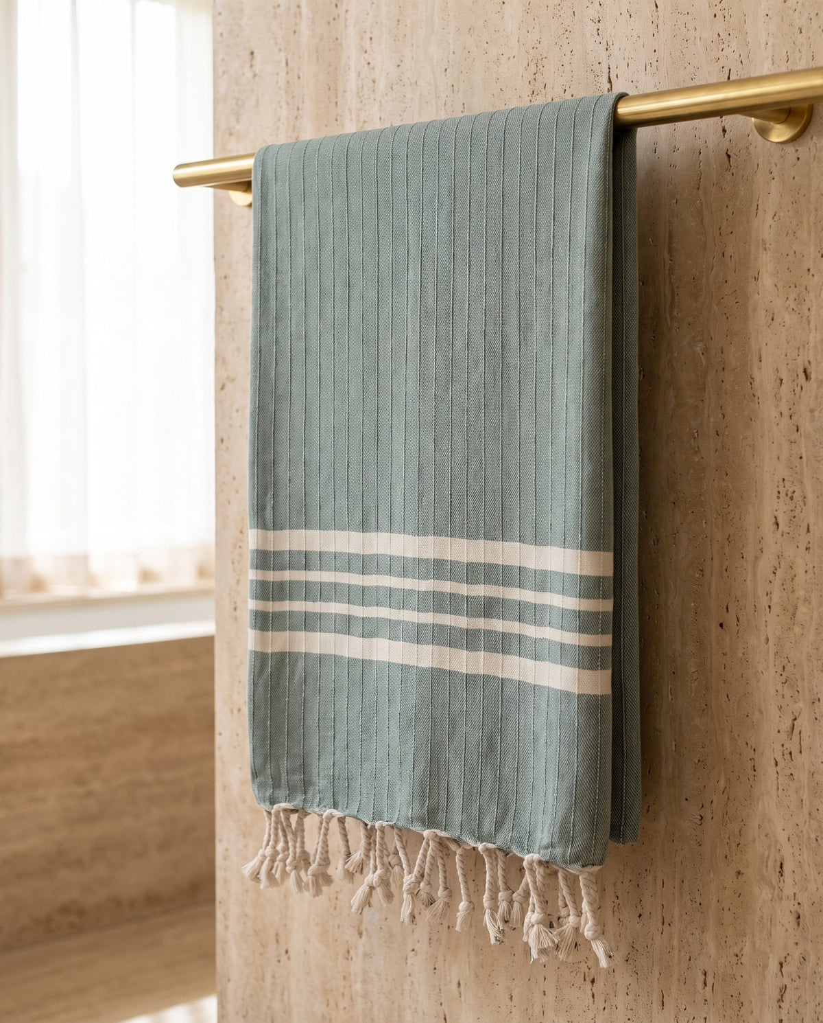 hamamdoek Krem Sultan almond green - sfeer