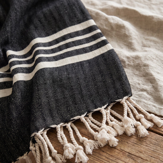 hamamdoek Krem Sultan black - detail