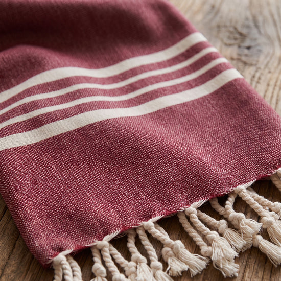 hamamdoek Krem Sultan bordeaux - detail