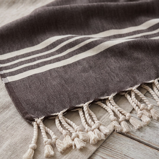 hamamdoek Krem Sultan brown - detail
