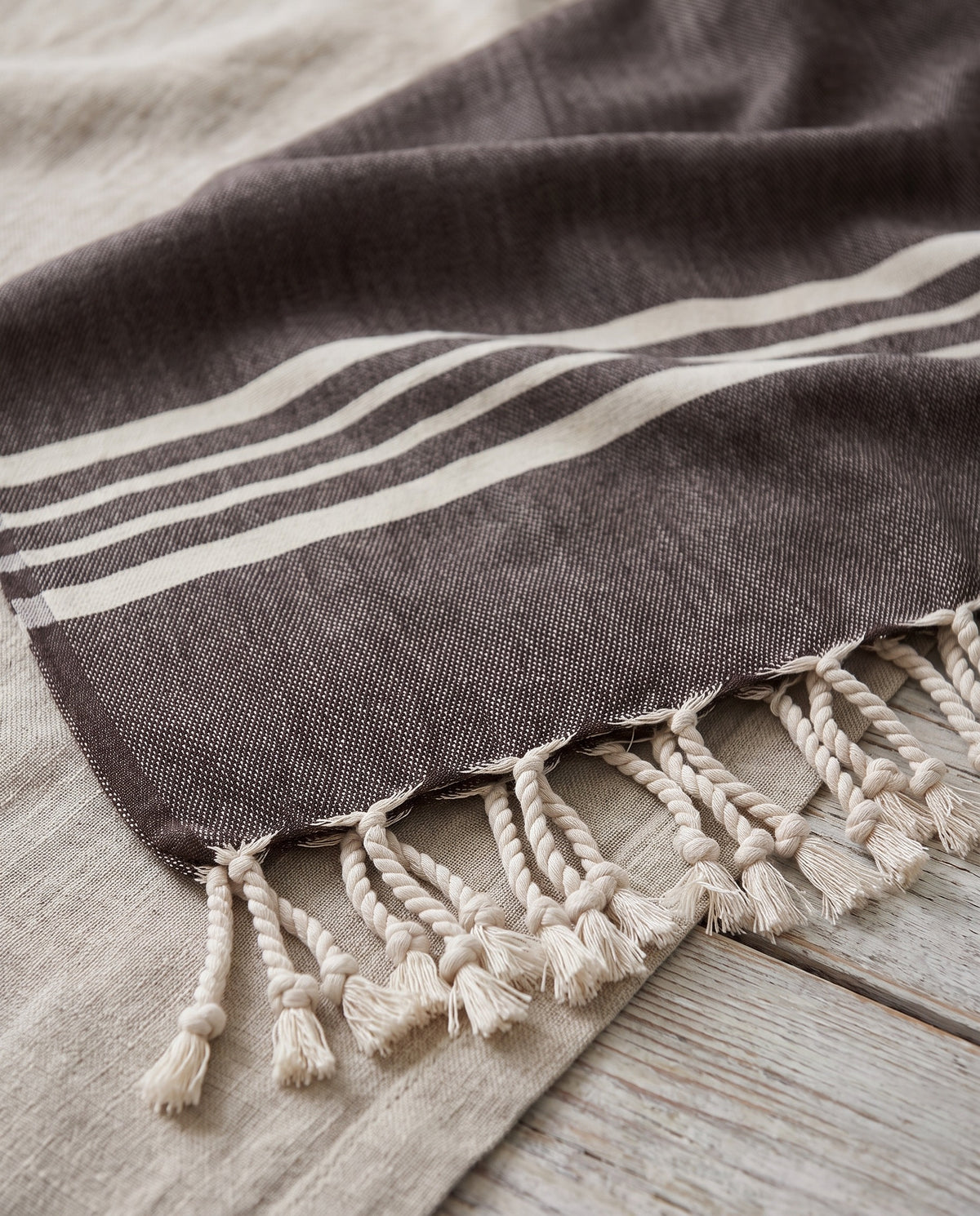 hamamdoek Krem Sultan brown - detail