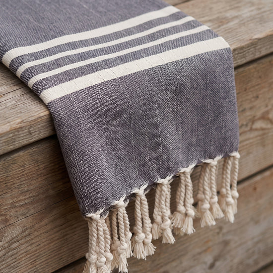 hamamdoek Krem Sultan dark grey - detail