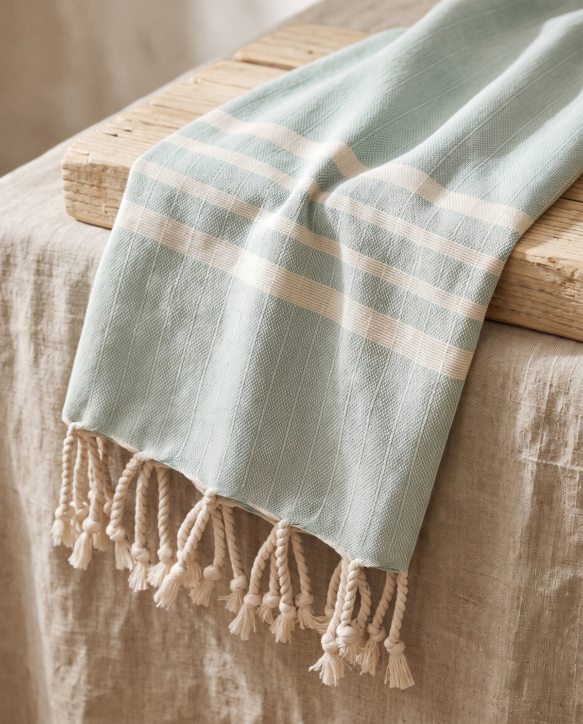 hamamdoek Krem Sultan mint - detail