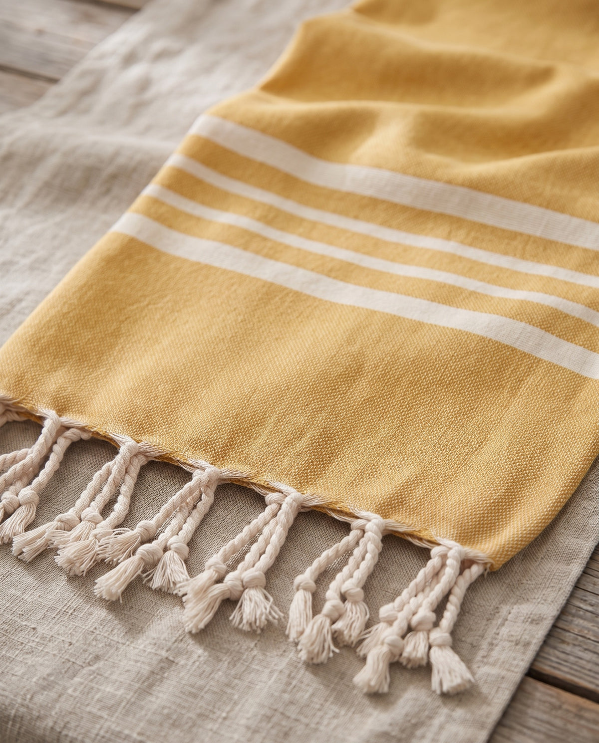 hamamdoek Krem Sultan  mustard yellow - detail