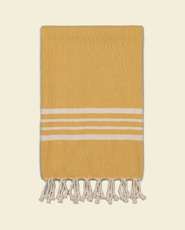 hamamdoek Krem Sultan  mustard yellow - op kleur