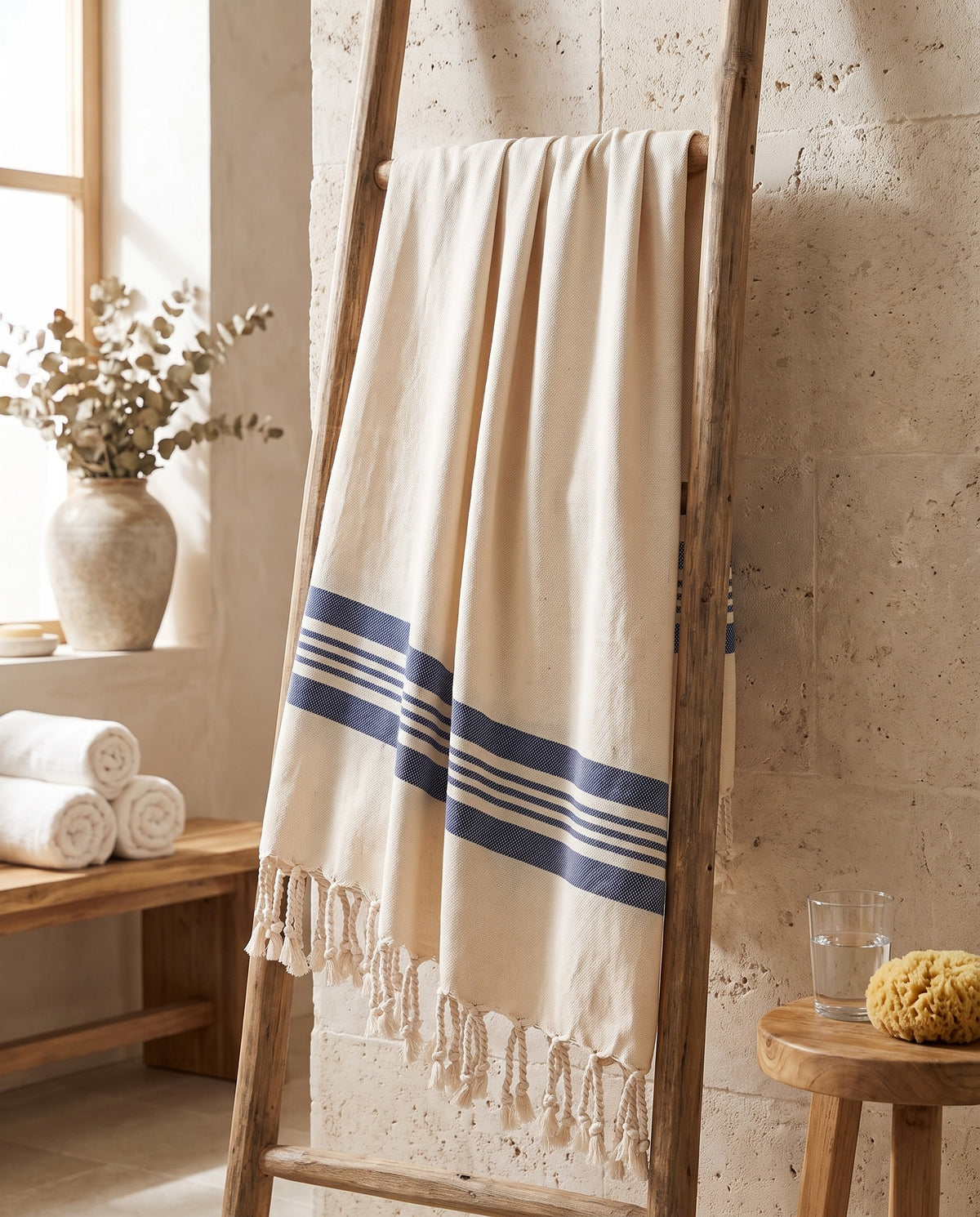 hamamdoek Krem Sultan natural navy - sfeer