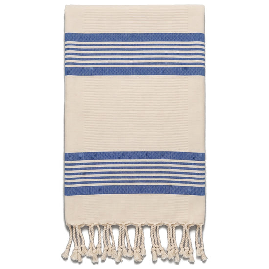 hamamdoek Krem Sultan natural royal blue - vrijstaand