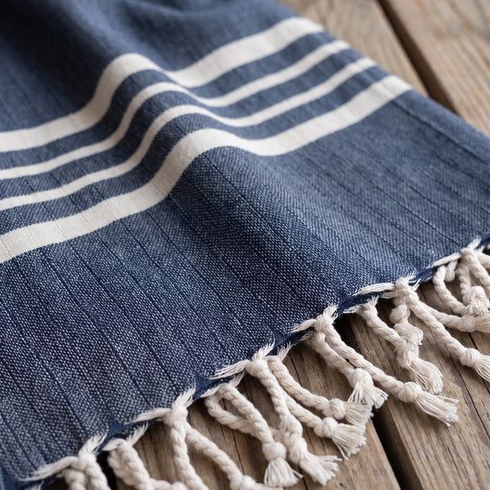 hamamdoek Krem Sultan navy - detail