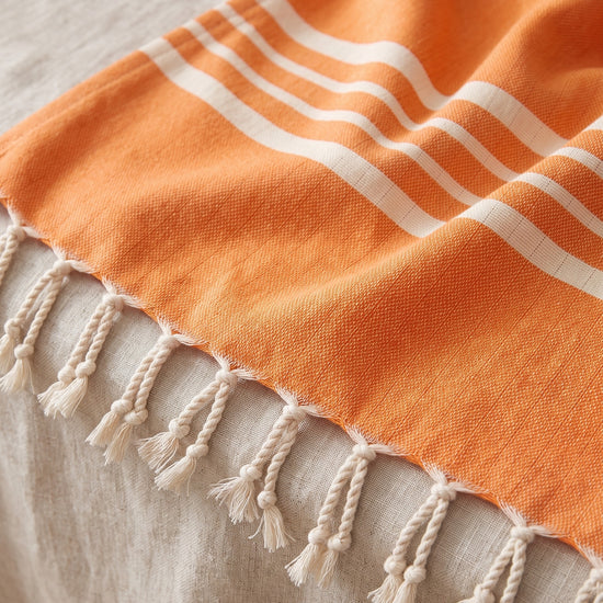 hamamdoek Krem Sultan orange - detail
