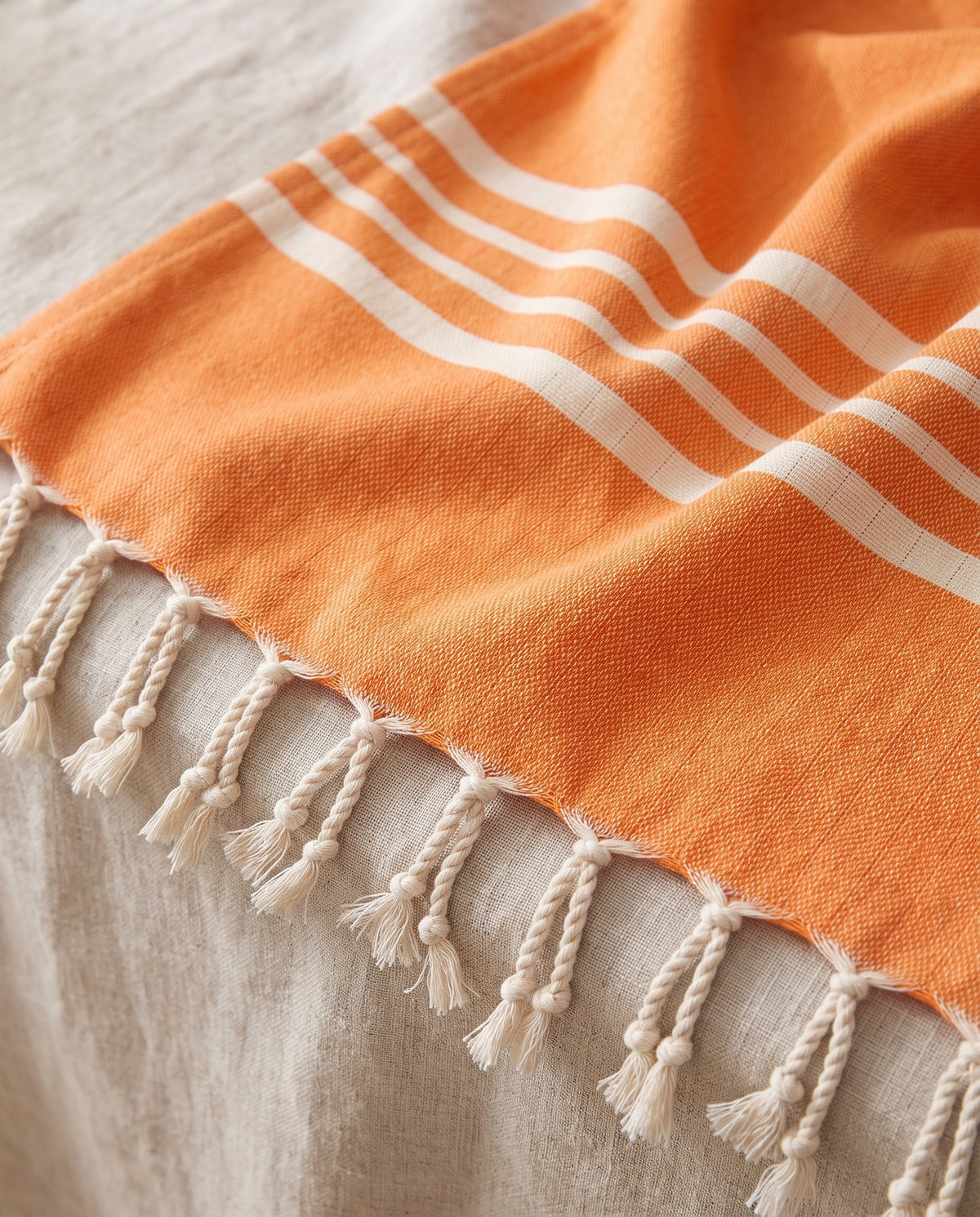 hamamdoek Krem Sultan orange - detail