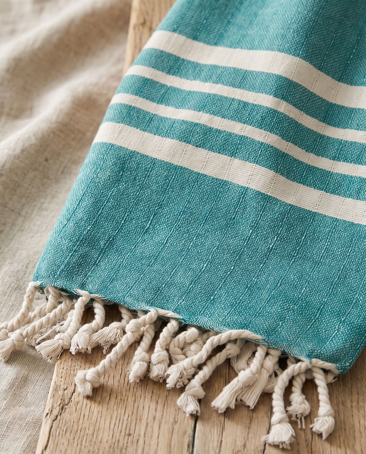 hamamdoek Krem Sultan petrol - detail