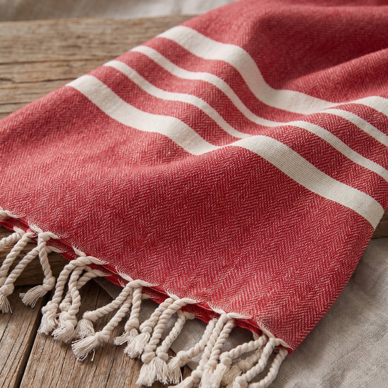 hamamdoek Krem Sultan red - detail