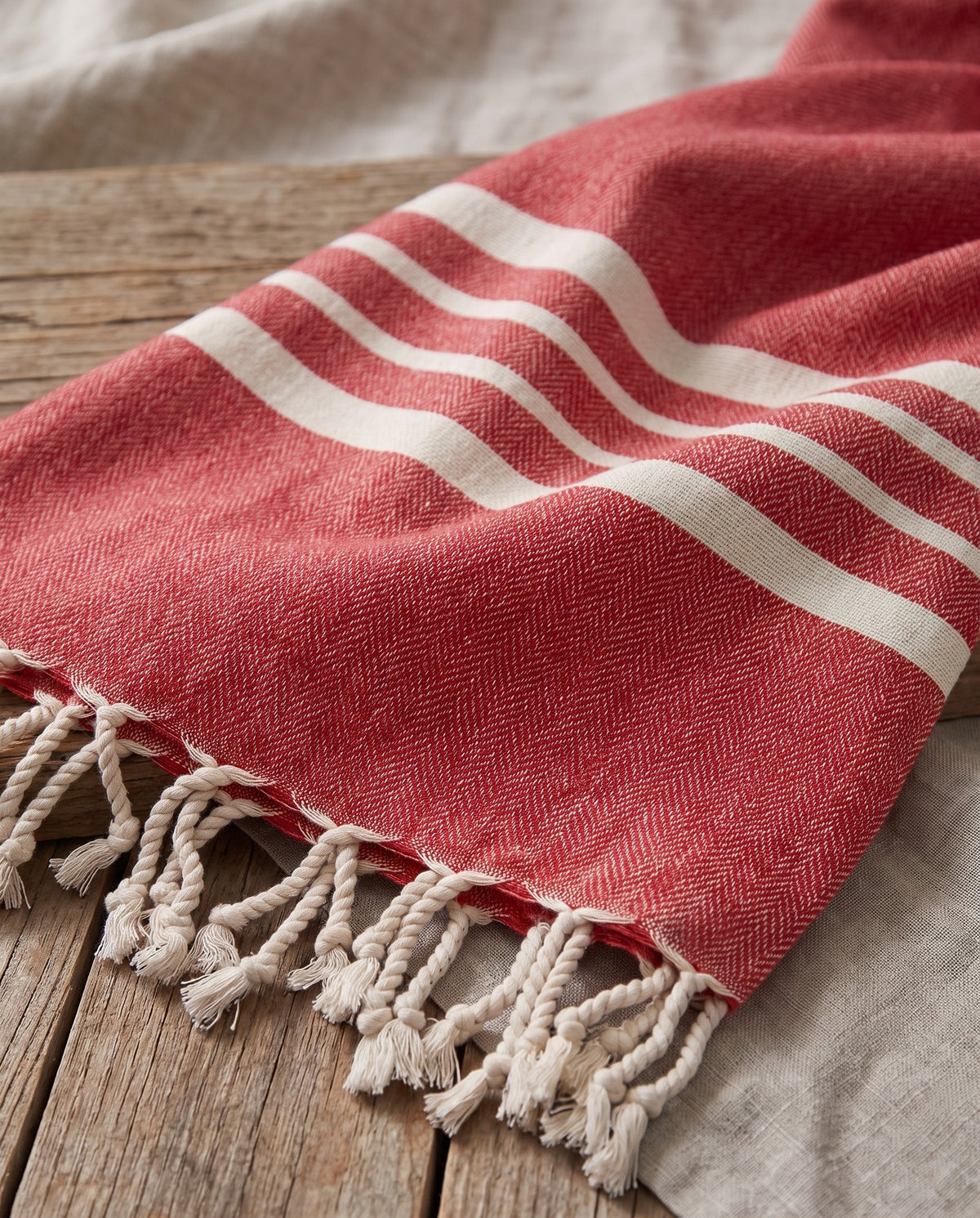 hamamdoek Krem Sultan red - detail