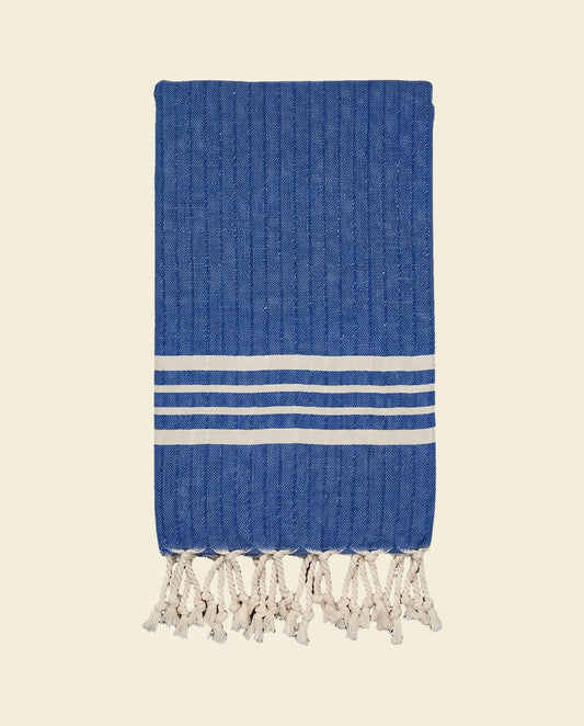 hamamdoek Krem Sultan royal blue - op kleur