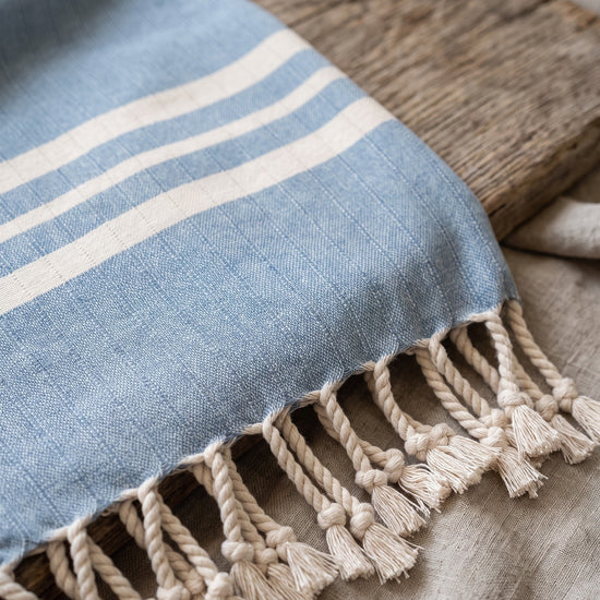 hamamdoek Krem Sultan XXL air blue - detail
