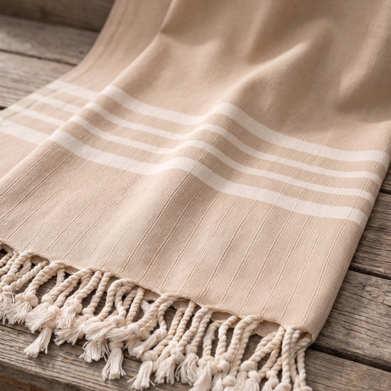 hamamdoek Krem Sultan XXL beige - detail