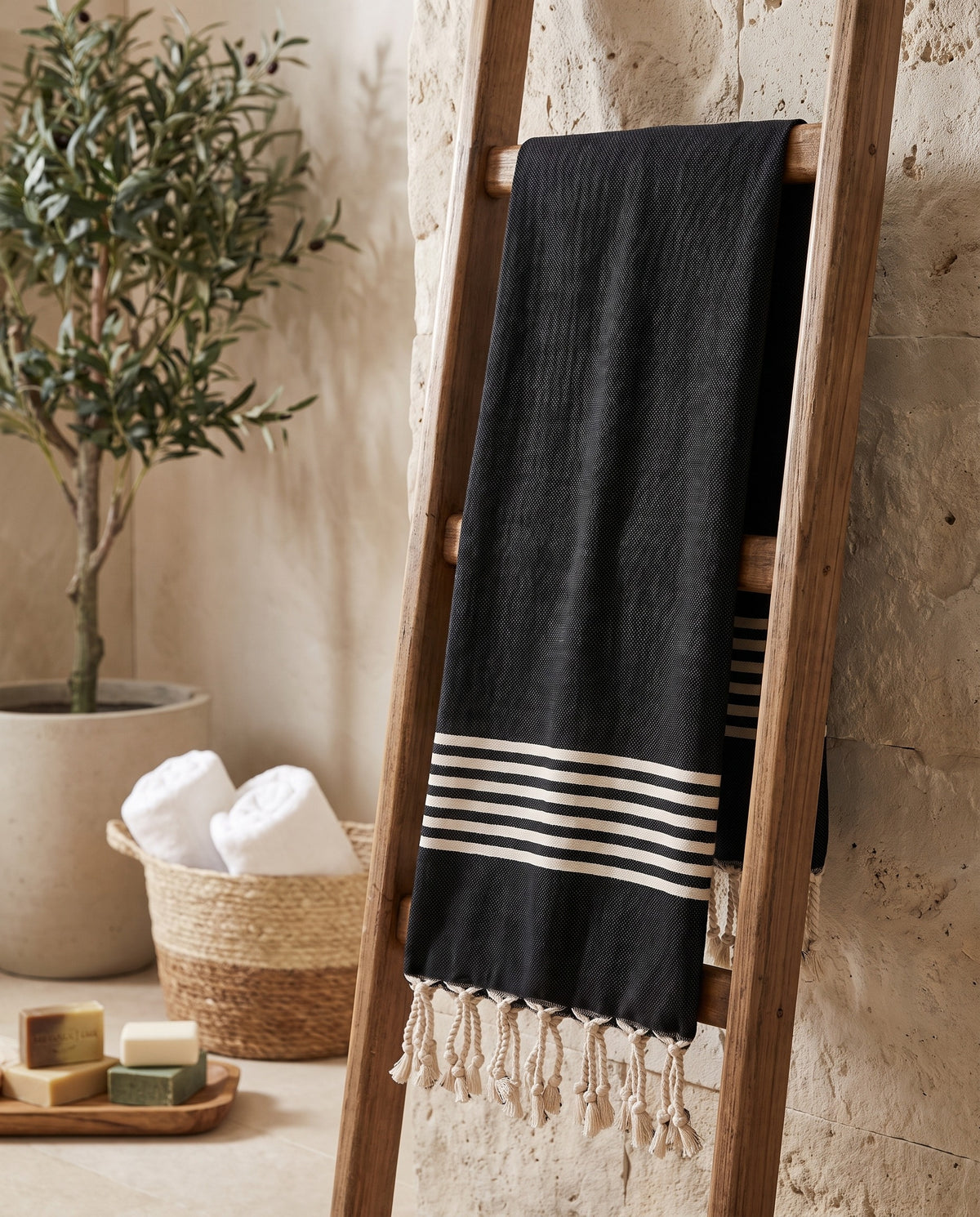 hamamdoek Krem Sultan XXL black - sfeer
