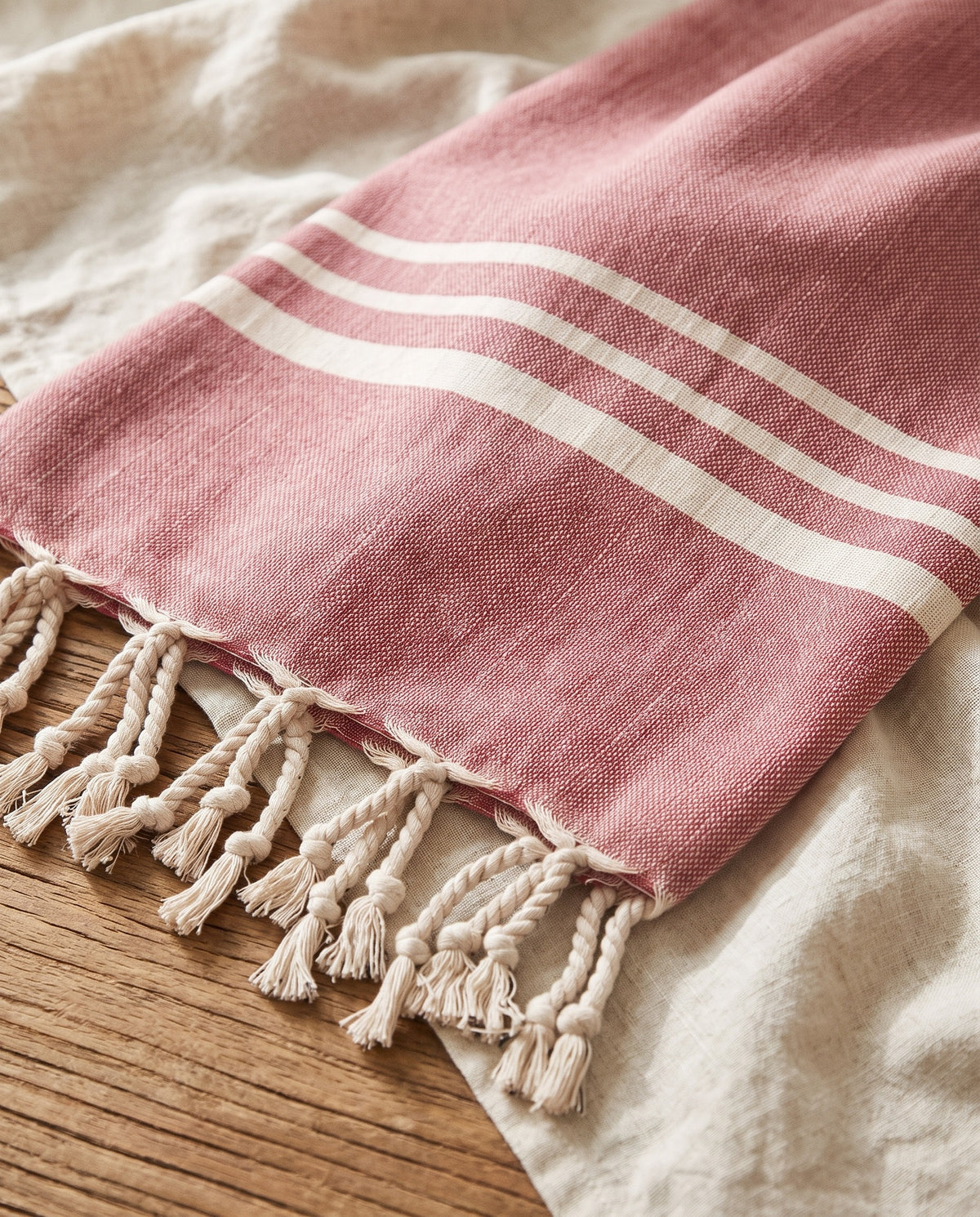 hamamdoek Krem Sultan XXL dusty rose - detail