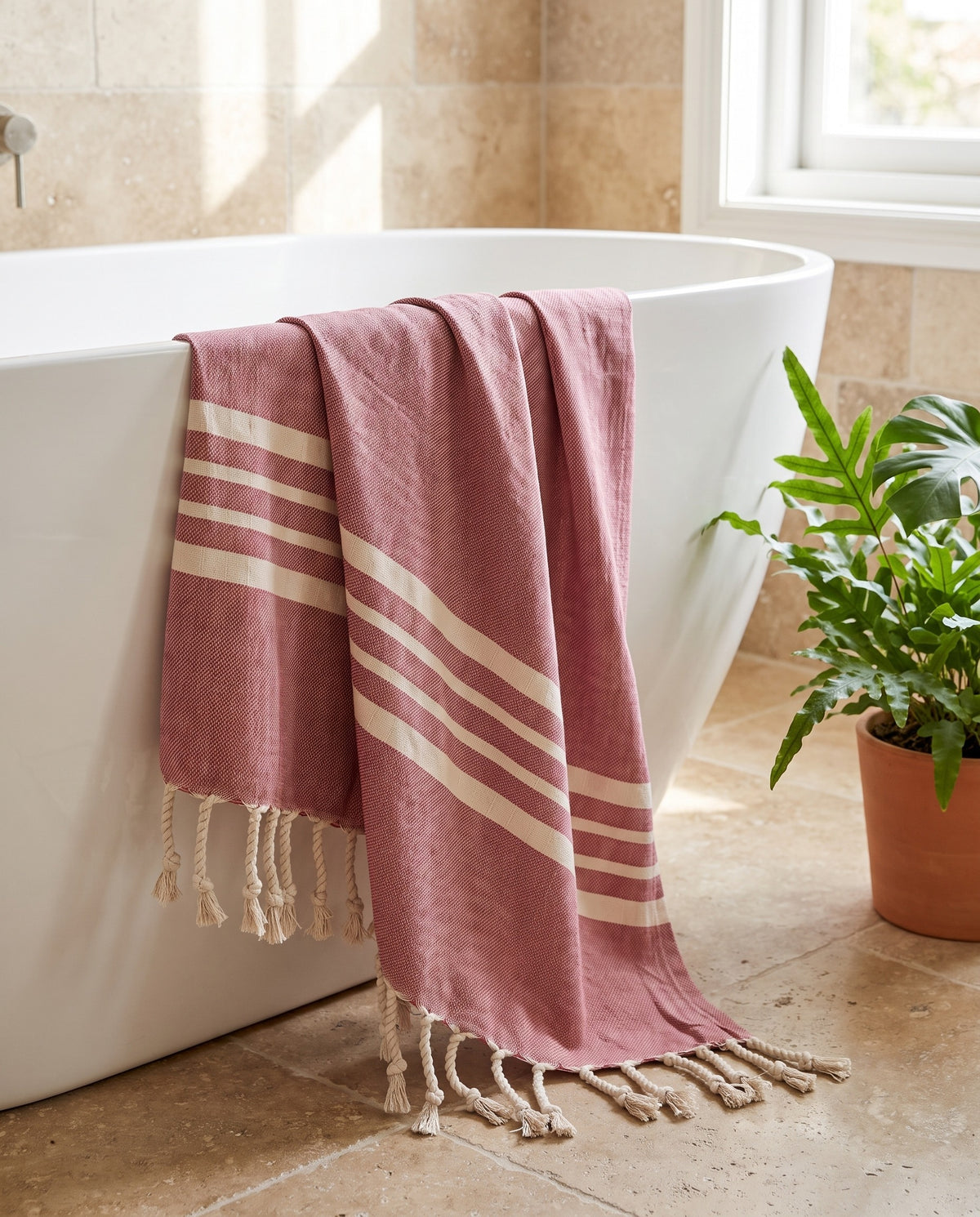 hamamdoek Krem Sultan XXL dusty rose - sfeer