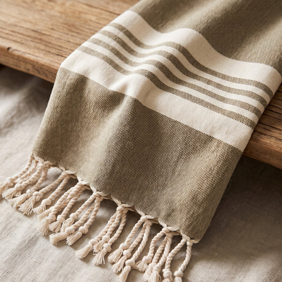 hamamdoek Krem Sultan XXL khaki - detail