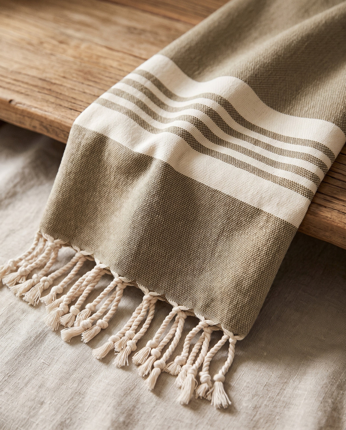 hamamdoek Krem Sultan XXL khaki - detail