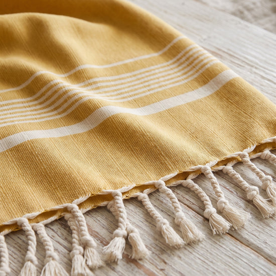 hamamdoek Krem Sultan XXL mustard yellow - detail