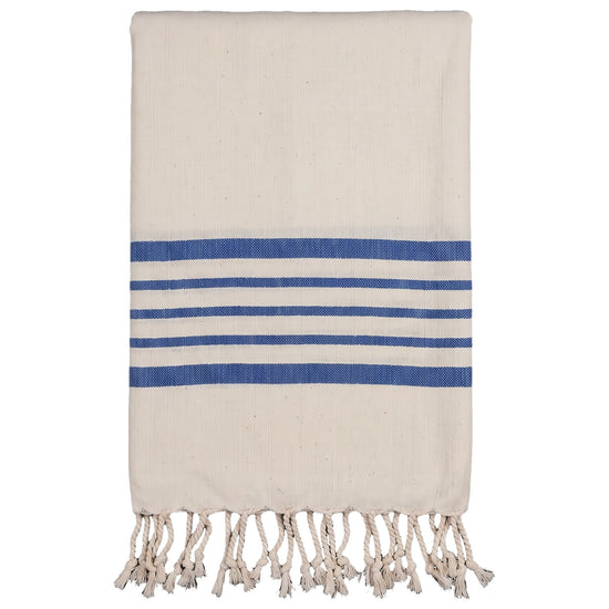 hamamdoek Krem Sultan XXL natural royal blue - vrijstaand