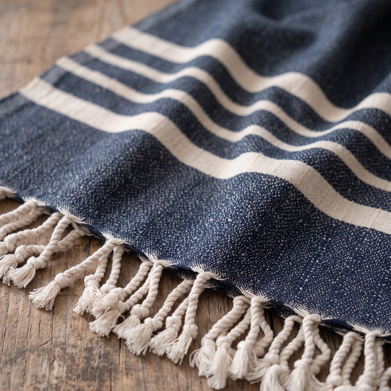hamamdoek Krem Sultan XXL navy - detail