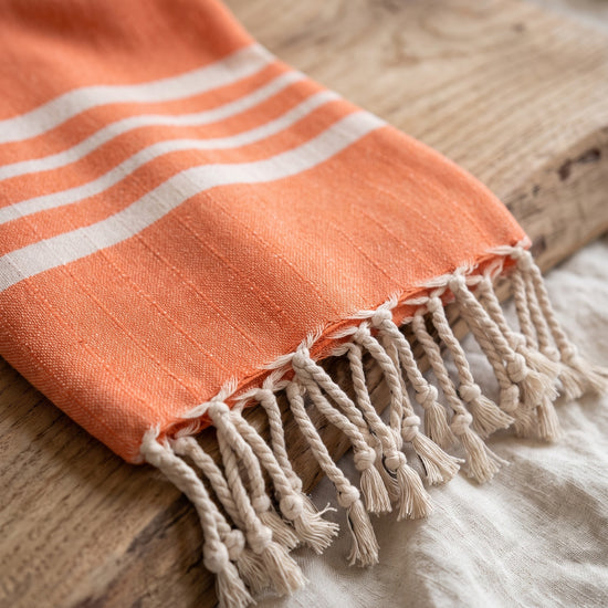 hamamdoek Krem Sultan XXL orange - detail