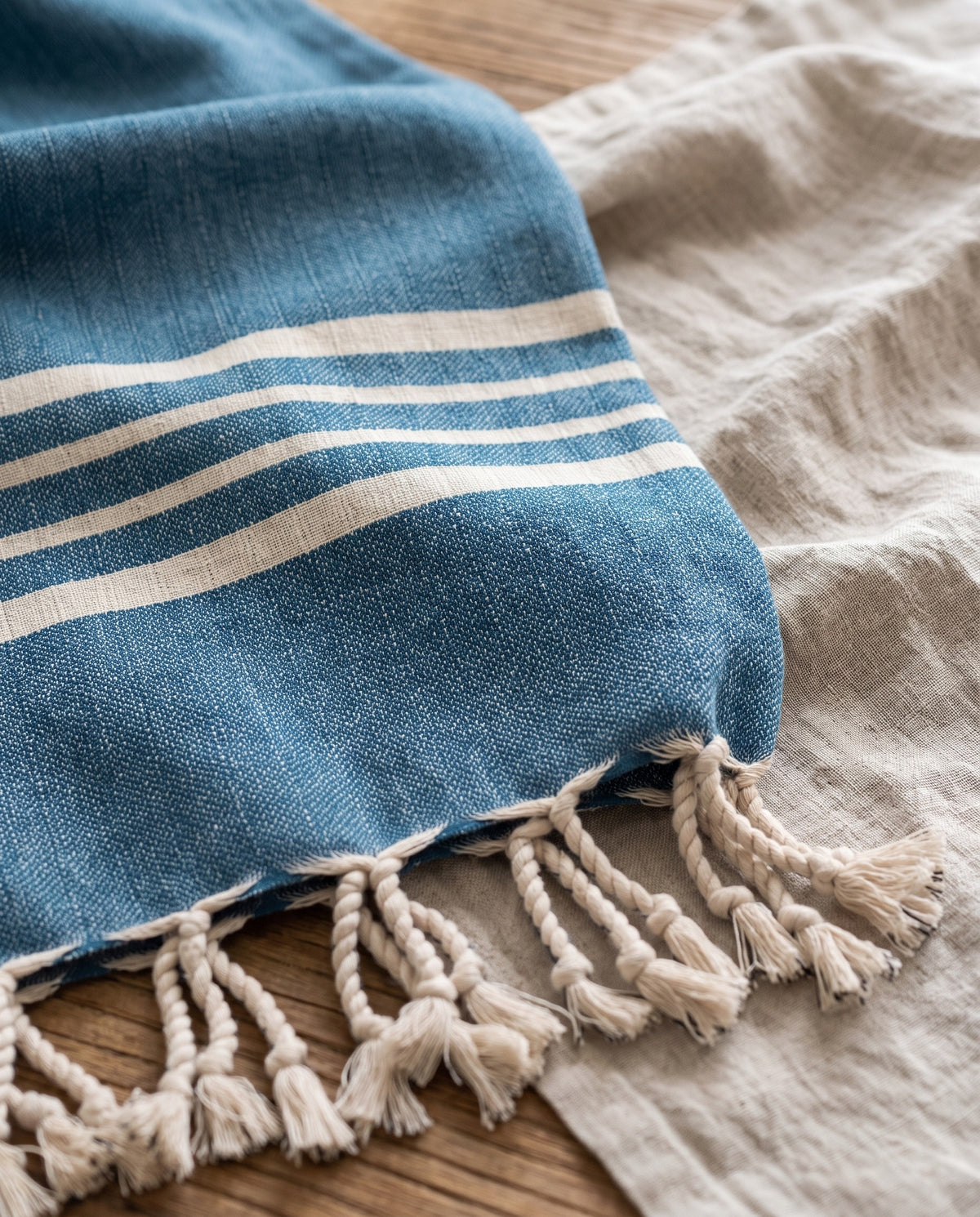 hamamdoek Krem Sultan XXL petrol blue - detail