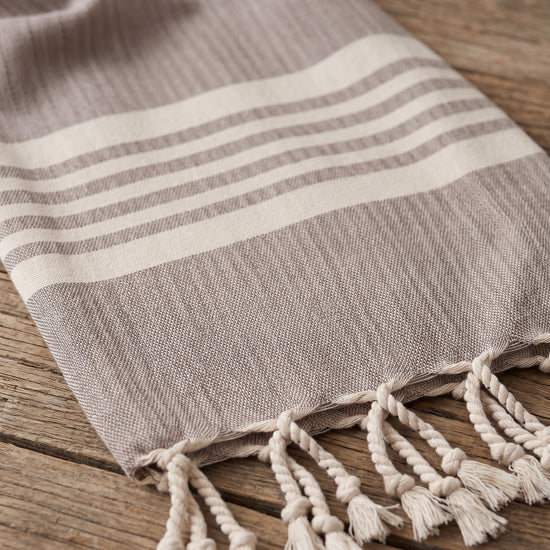 hamamdoek Krem Sultan XXL taupe - detail
