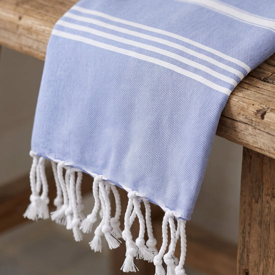 hamamdoek lavendelblauw - detail