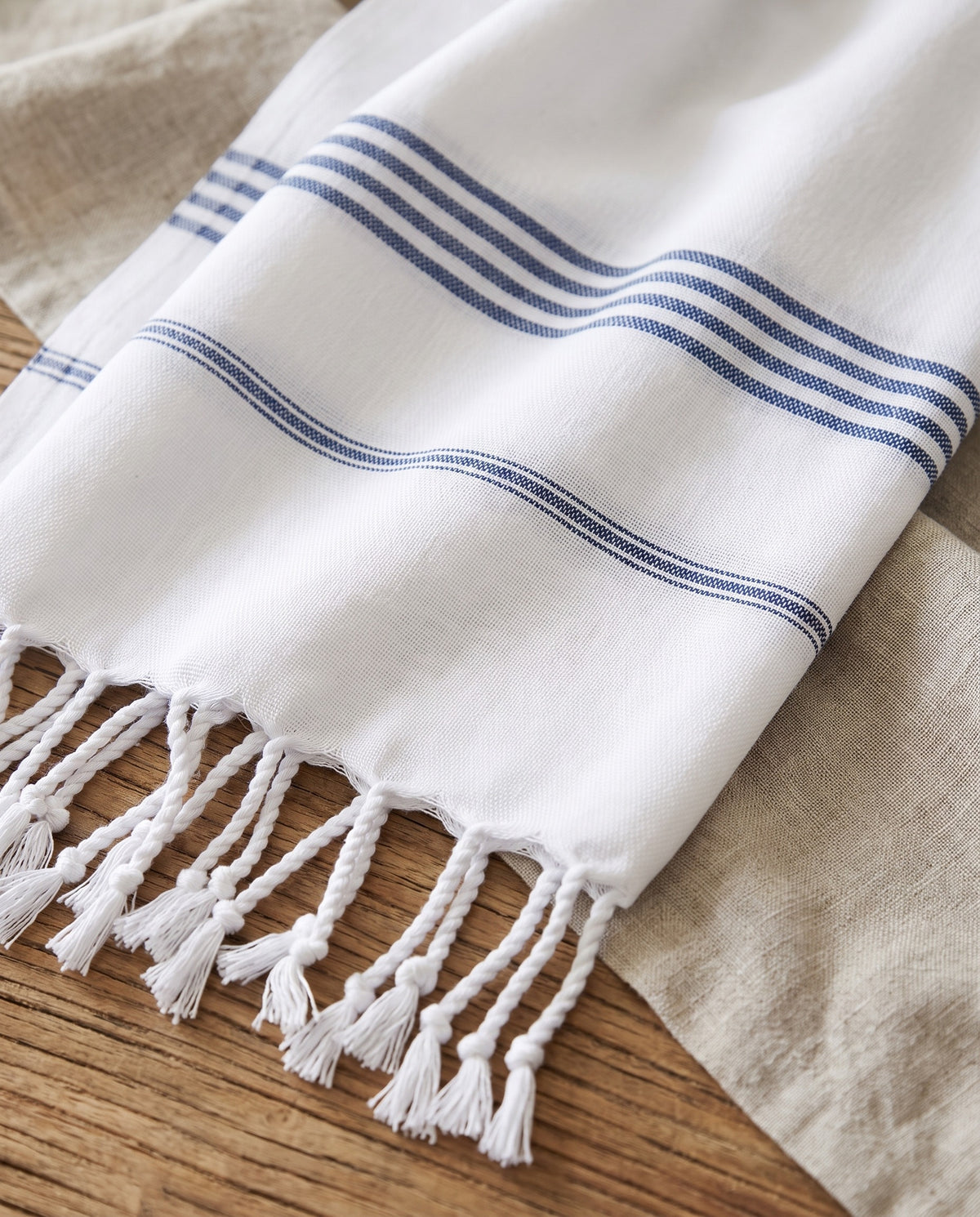 hamamdoek marineblauw - detail
