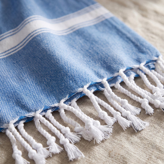 hamamdoek mediteraanblauw - detail