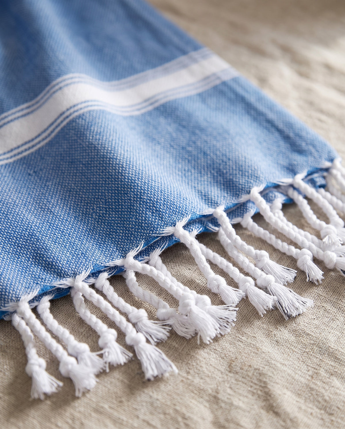 hamamdoek mediteraanblauw - detail