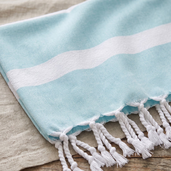 hamamdoek met badstof aqua - detail