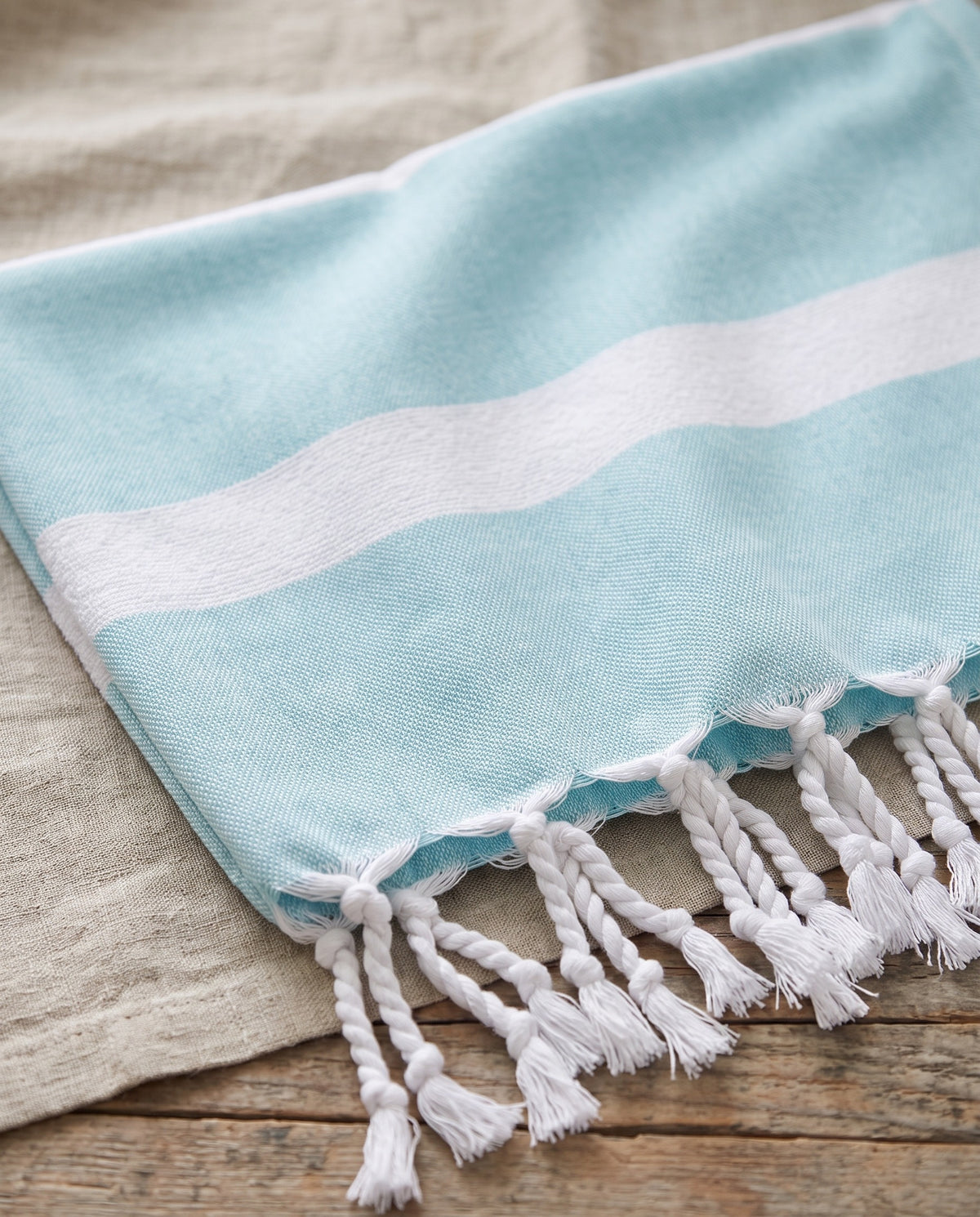 hamamdoek met badstof aqua - detail