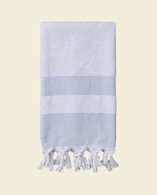 hamamdoek met badstof blauw - op kleur