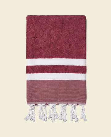 hamamdoek met badstof bordeaux